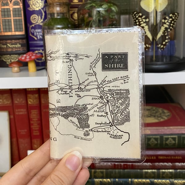 Image of The Shire Map, Lord of the Rings Book Page Card Wallet