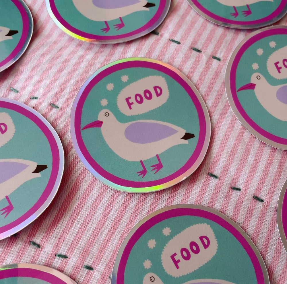 Image of Greedy Gull Shiny Sticker