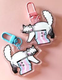 Image 1 of Trans Flag Keychain Charm