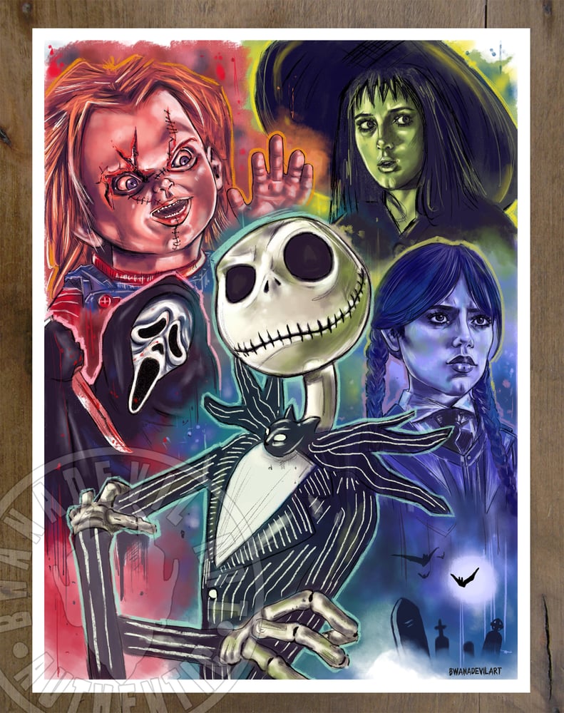Image of Limited Edition Spooky Fiends Art Print 9x12 in.