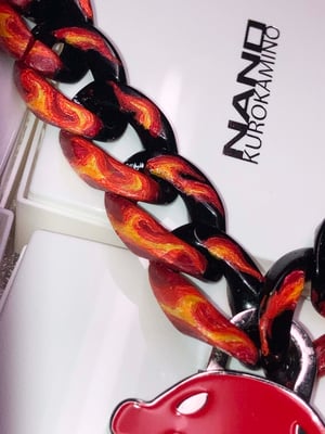 Image of Red padlock flame chain