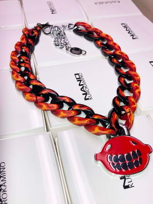 Image of Red padlock flame chain