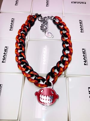 Image of Red padlock flame chain