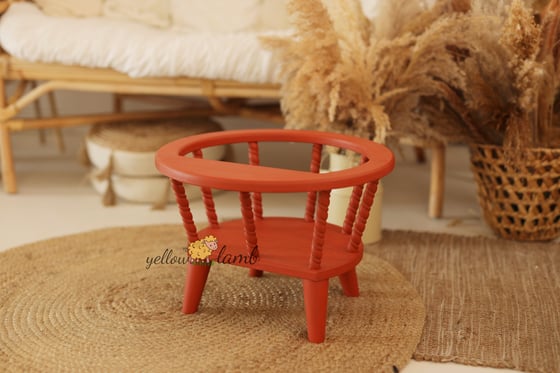Image of « wooden chair with table in rust color - ready to ship »