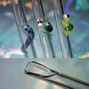 Clear Glass Slushie Spoon Straws with Designs