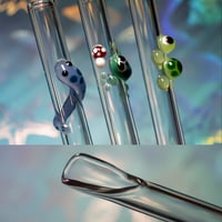 Image 1 of Clear Glass Slushie Spoon Straws with Designs