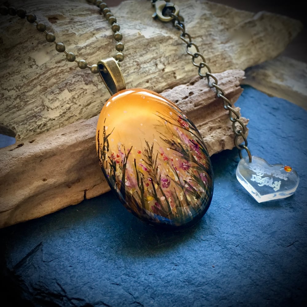 Autumn Meadow Painted Resin Pendant