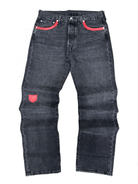 Image 2 of RED LEATHER SHIELD GREY LEVIS