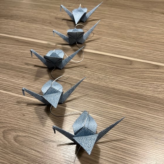 Image of Bird is the word - girlander med 5 origamifugler - blå