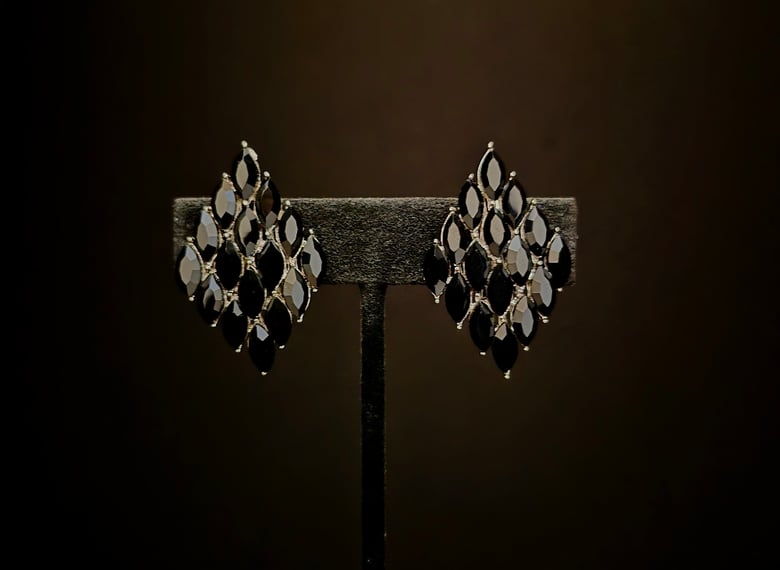 Image of Black Raindrop Clip-On Earrings 