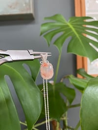 Image 2 of Silver Flower Agate Round Rectangle Crystal Necklace