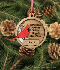 Image 1 of Cardinal Memorial Ornament Wood - Cardinals Appear