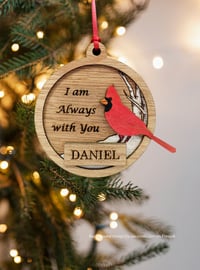 Image 1 of Cardinal Memorial Ornament Wood - I Am Always with You