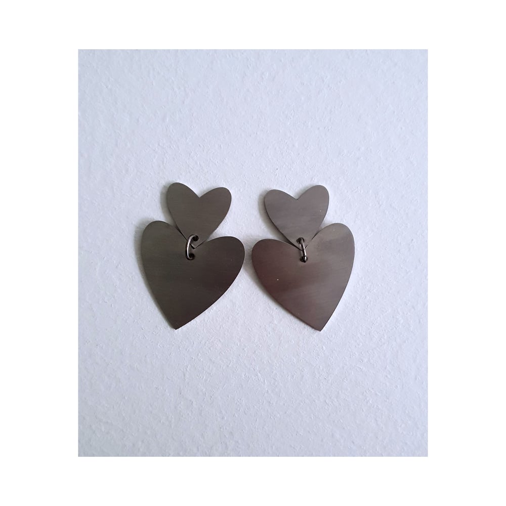 INOX viseči uhani SRCE // INOX HEART drop earrings