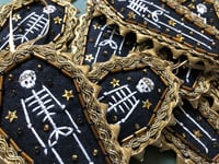 Image 4 of Festive Black Coffin Skeleton Embroidered 6 x 10.5cm DECORATION