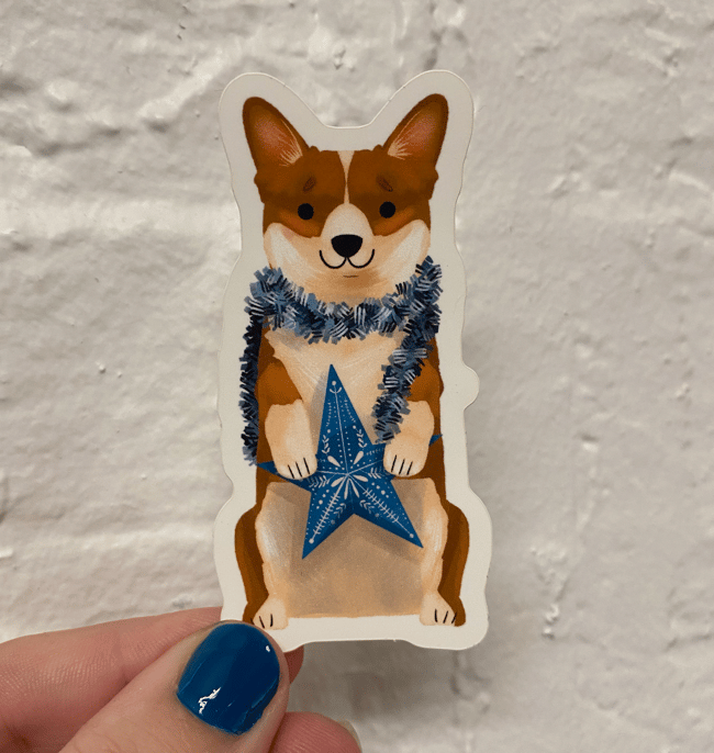 Holiday Corgi Vinyl Sticker