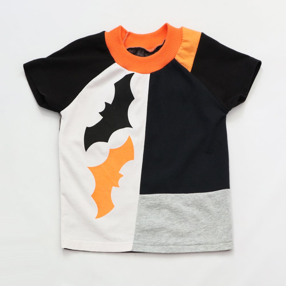 Image of halloween bat bats batty 5T The courtneycourtney TEE shirt unisex top patchwork boys tshirt tees eco