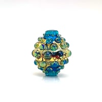 Image 1 of Golden Berry in Aqua: A Focal Art Glass Bead. Ready to Ship.