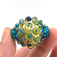 Image 3 of Golden Berry in Aqua: A Focal Art Glass Bead. Ready to Ship.
