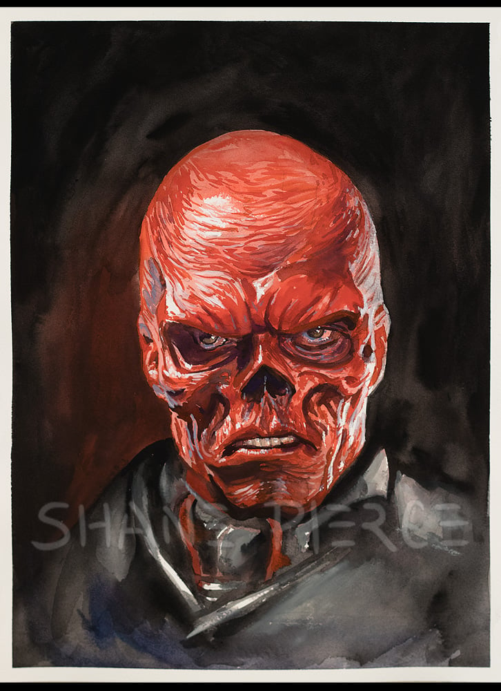 Image of Red Skull Portrait Watercolor