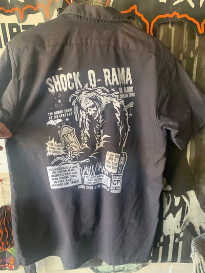 Image of Preworn SHOCK O RAMA Workshirts -  most have nane patches on fronts 