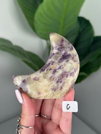 Image 3 of FLUORITE X CALCITE SELF STANDING MOONS
