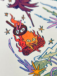 Image 2 of Howl's Moving Castle Small Riso Print