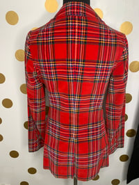 Image 3 of Red Suede Plaid Blazer - Size: S