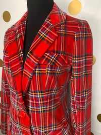 Image 2 of Red Suede Plaid Blazer - Size: S