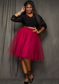 Image 1 of Ashley Stewart Red Tulle Skirt - Size: 14/16