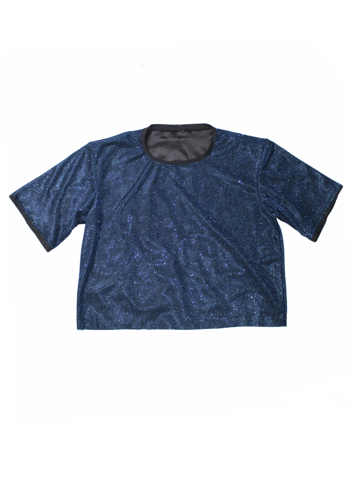 Image of Blue glitter shirt (Full length and cropped)