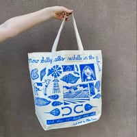 Image 5 of Sally Sells Seashells in the Midwest Handprinted Block Print Canvas Bag