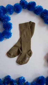 Image 1 of Chaussettes Collègien "la haute" vert olive