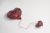 Double heart brooch, Wire heart sculpture jewelry