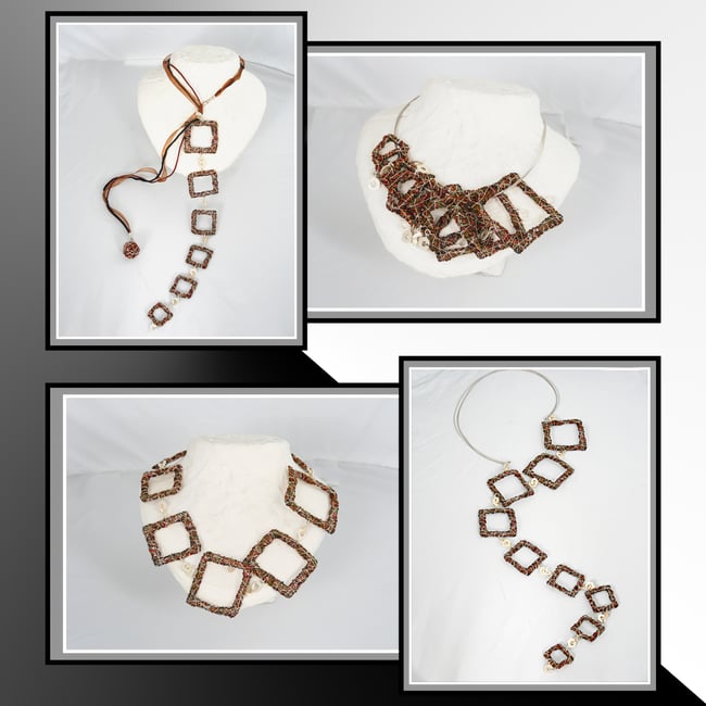 Squares statement necklace, Contemporary art jewelry