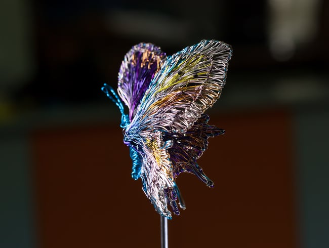 Wire butterfly art sculpture statement brooch 