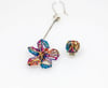 Flower modern mismatched earrings, Wire sculpture art jewelry