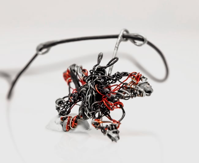 Black butterfly necklace, Wire insect art sculpture jewelry