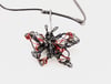 Black butterfly necklace, Wire insect art sculpture jewelry