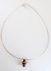 14k gold bee necklace, Wire sculpture art insect fine jewelry