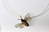 Wire bee sculpture necklace, Contemporary art insect jewelry
