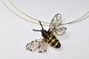 Wire bee sculpture necklace, Contemporary art insect jewelry