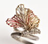 Double butterfly silver ring, Wire sculpture art jewelry