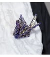 Origami crane pin, Wire sculpture art jewelry, Statement brooch