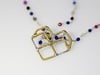 14k gold plated cube pendant, Wire art geometric heart necklace