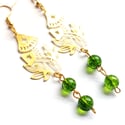 Toadstool & Crackle Quartz Golden Drop Earrinngs