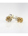 14k gold ball stud earrings, Wire sculpture art jewelry