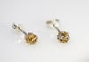 14k gold ball stud earrings, Wire sculpture art jewelry