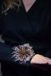 Metal gerbera daisy brooch, Wire sculpture art flower jewelry