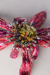 Metal art sculpture flower brooch red, Wire contemporary jewelry